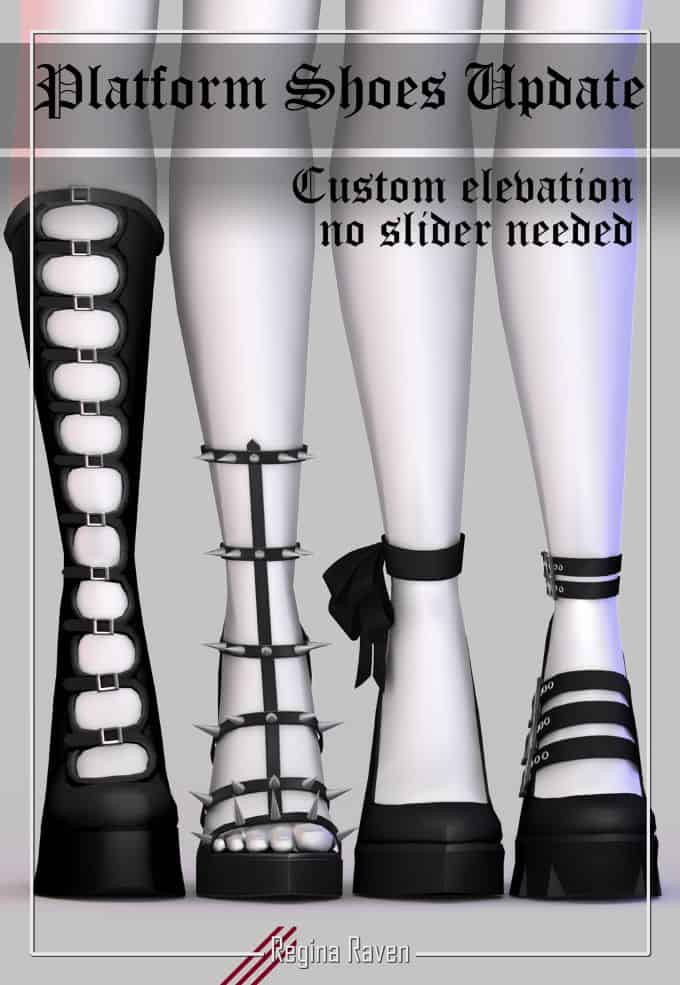 4 styles of black goth shoes