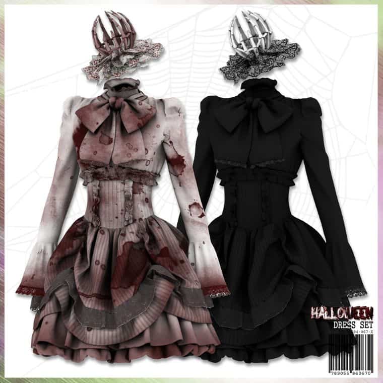 set of two Halloween dresses and hats