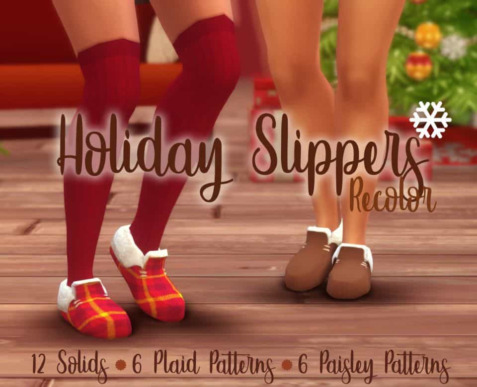 two sets of holiday slippers