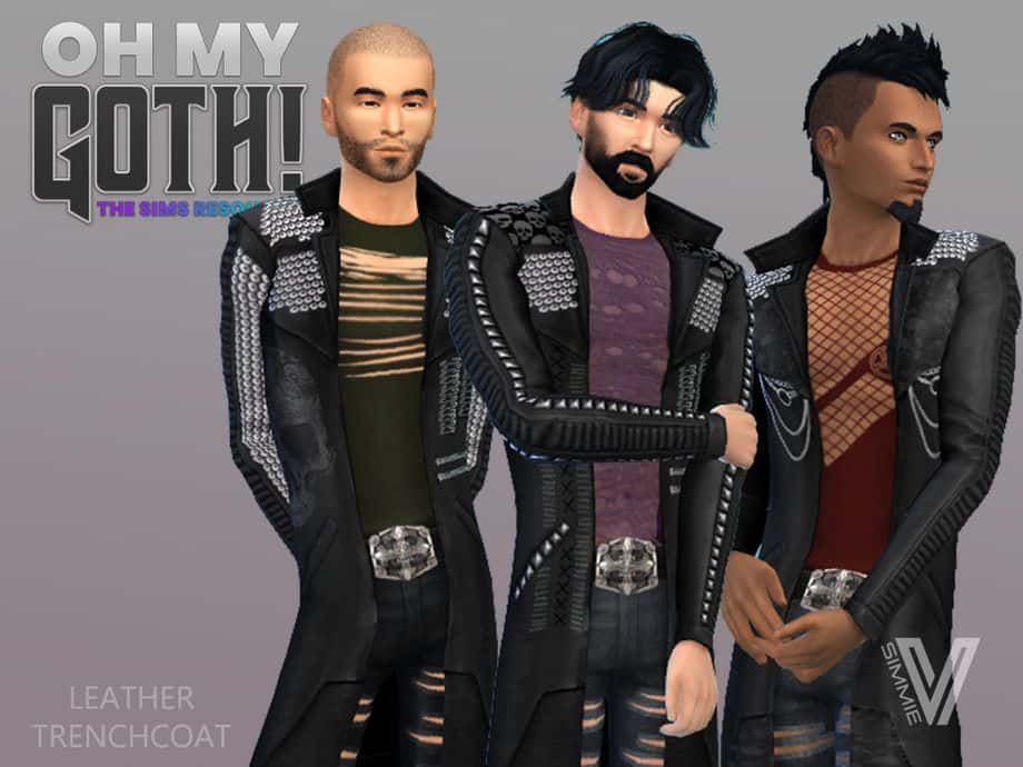 male sims sporting leather trenchcoats