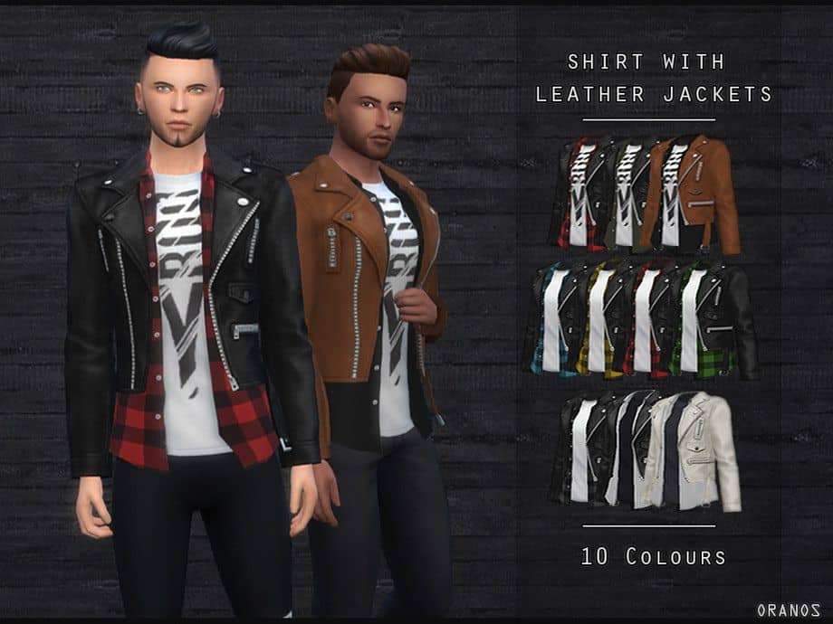 male shirt and leather jacket sets