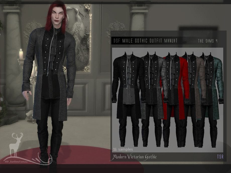 male sim in head to toe gothic outfit