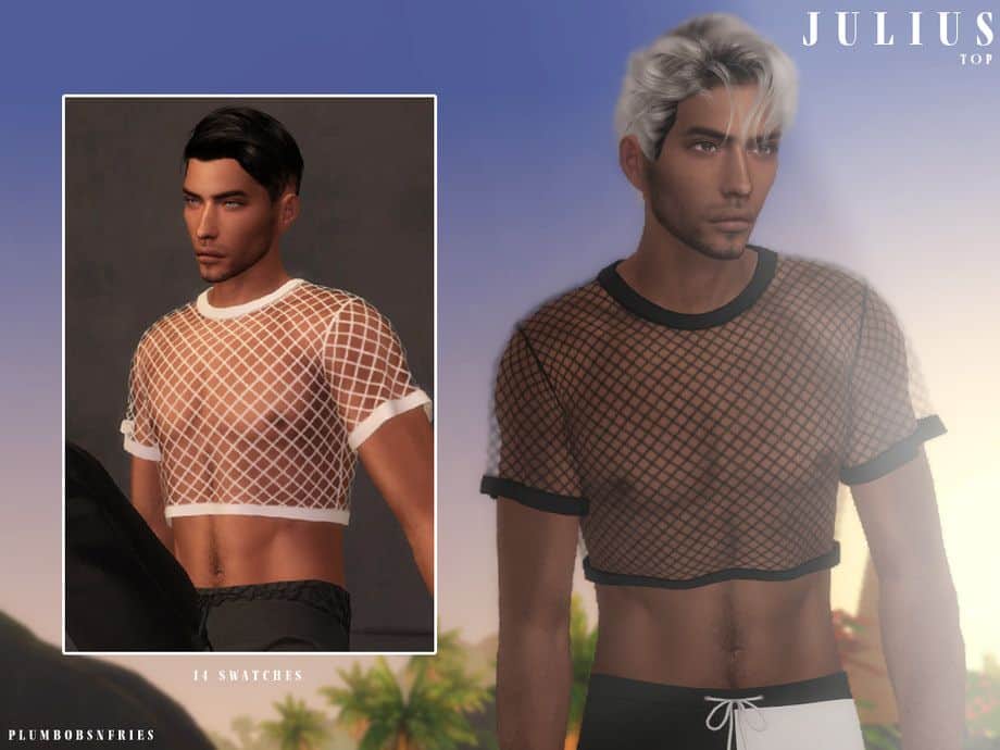 netted male crop tops