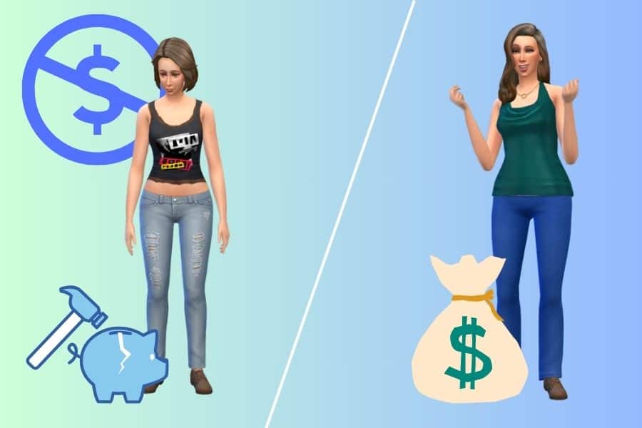 collage poor and rich female sim