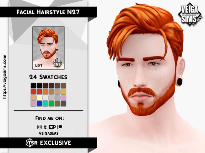 closeup redhead male sim with short beard