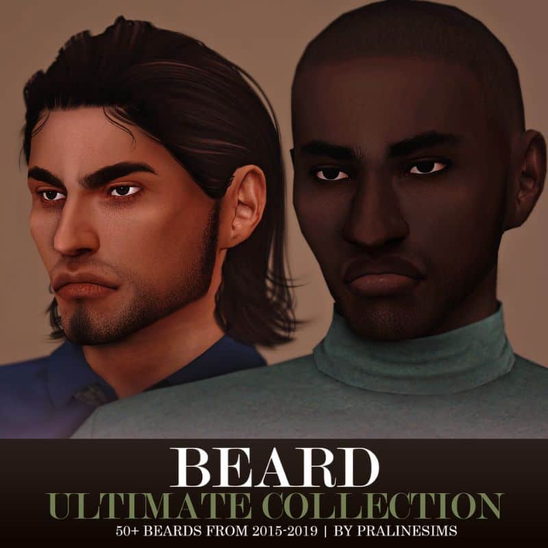 two male sims with short facial hair styles