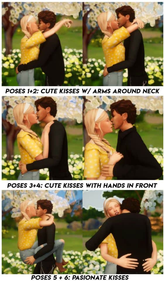 collage sims couple kissing