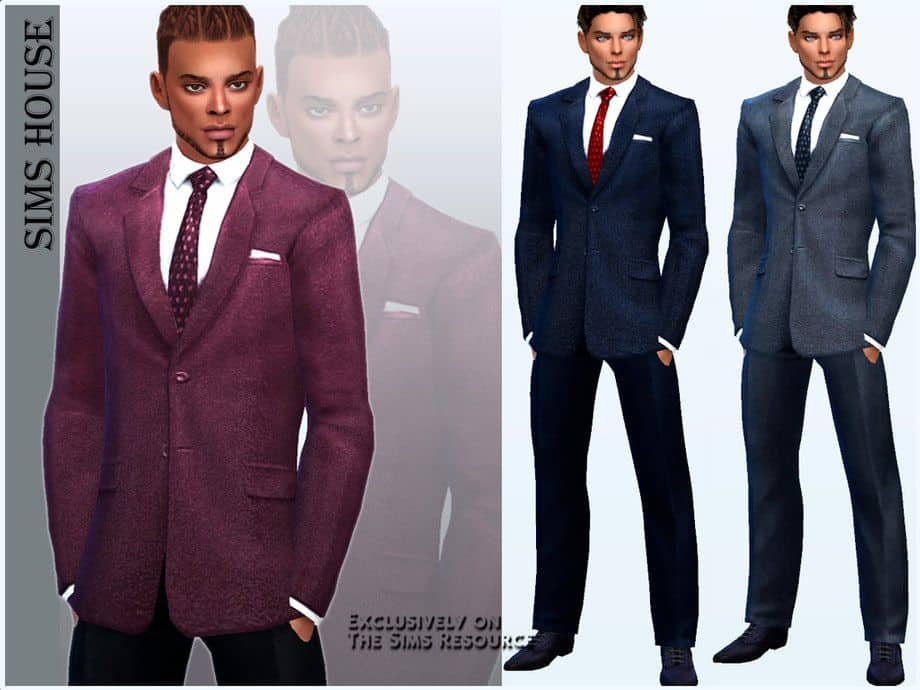 three male sims wearing dressy suits