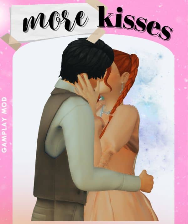 two teenage sims kissing