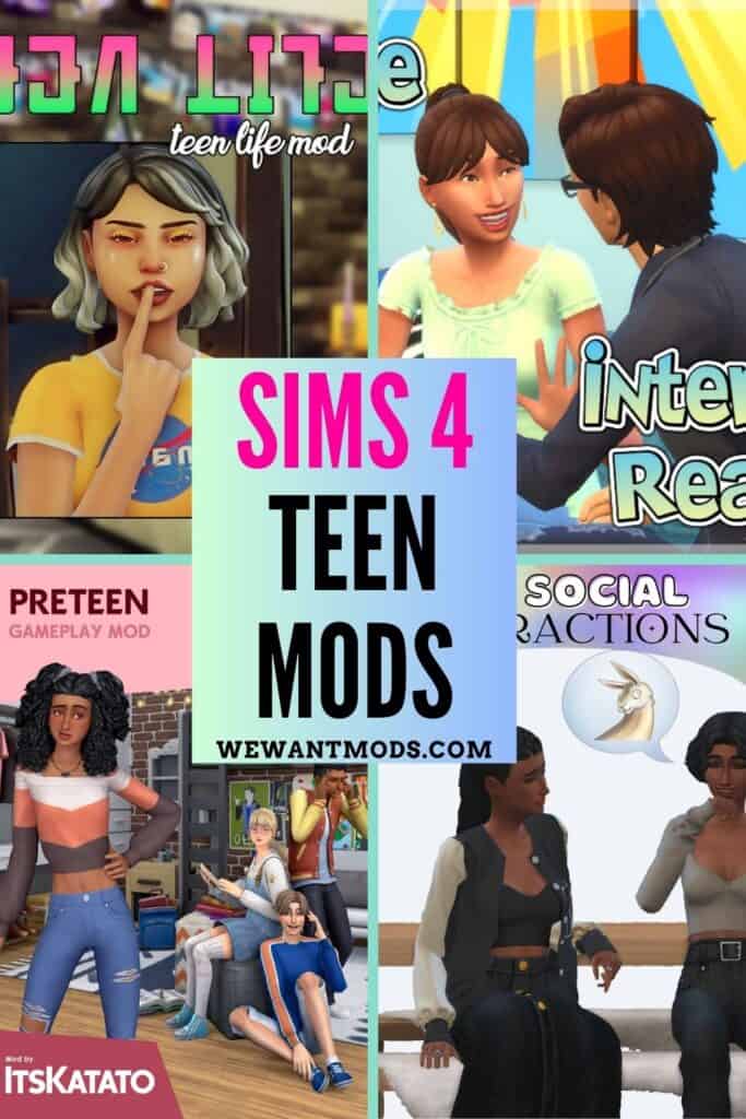 sims 4 teen mods Pinterest pin