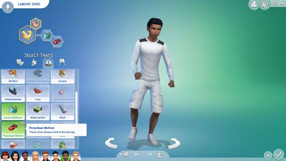 teen sim with perpetual motion cas trait