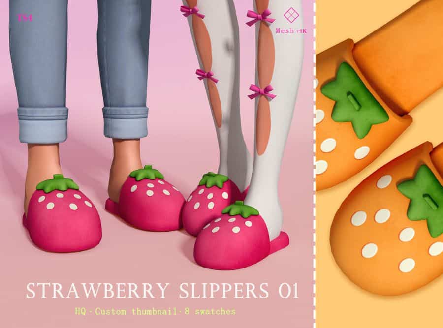 strawberry shaped design slippers