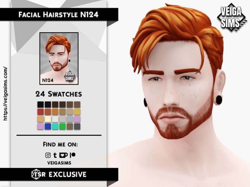 redhead male sim with trimmed beard