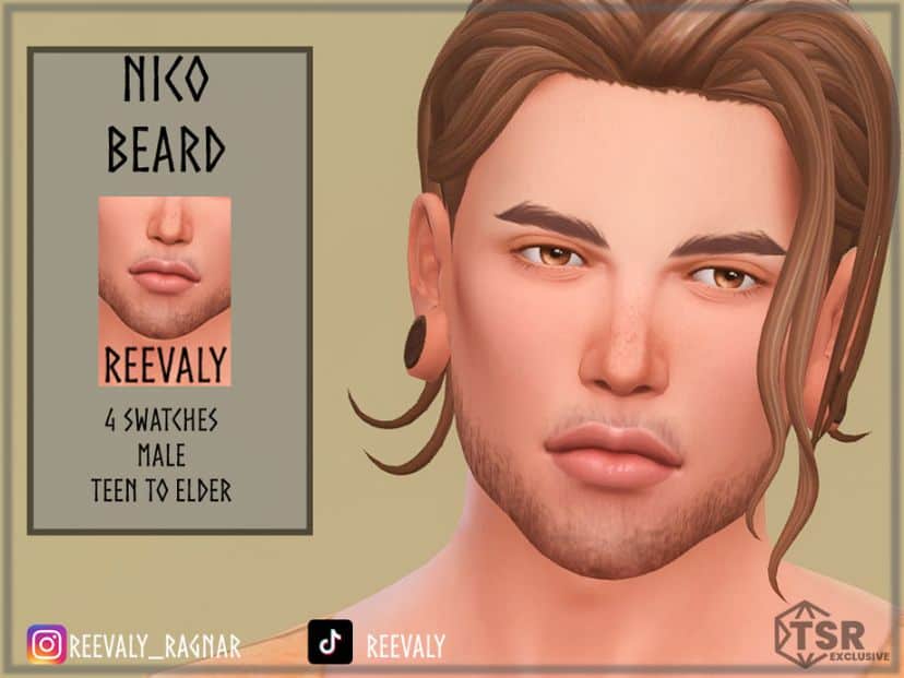 closeup male sim hair locks and stubble