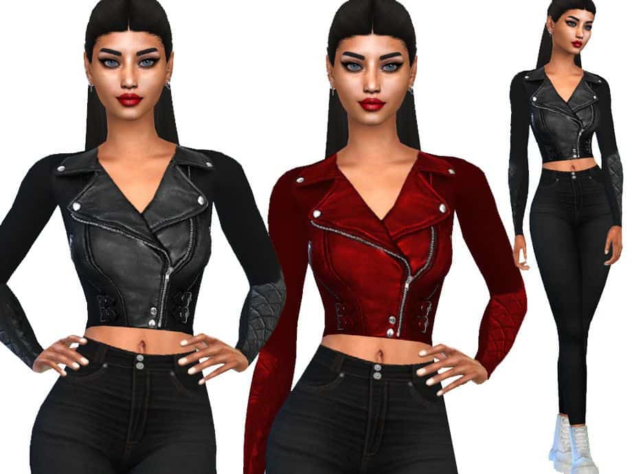 cropped female leather jackets