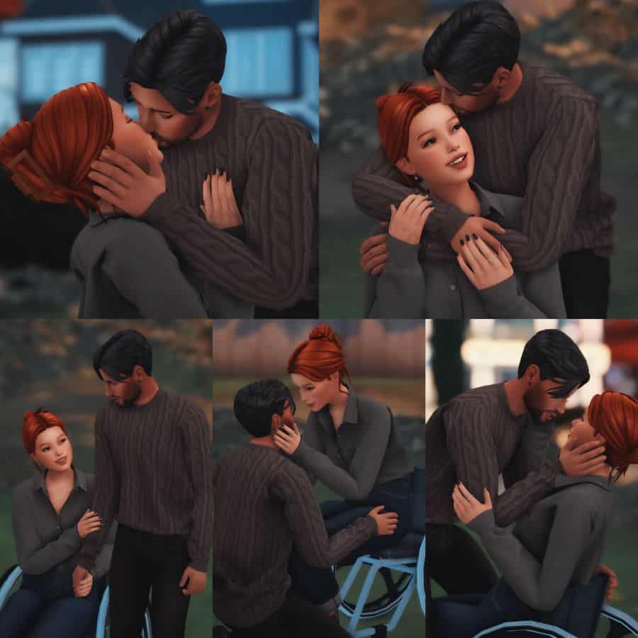 collage sim couple with wheelchair