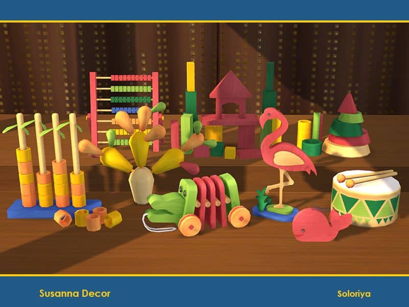 collection of multi color wooden toys