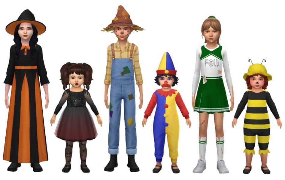 sim children and toddlers dressed up