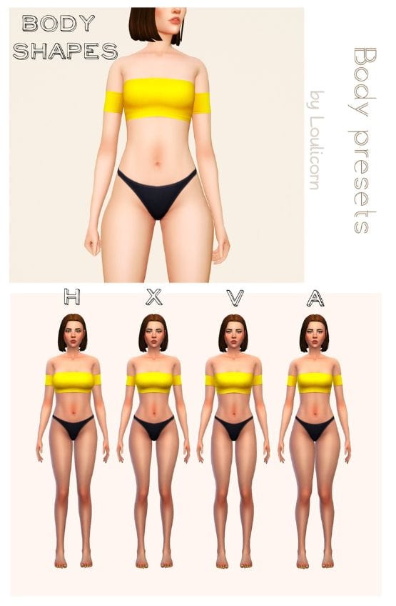 sim girl in different shaped bodies