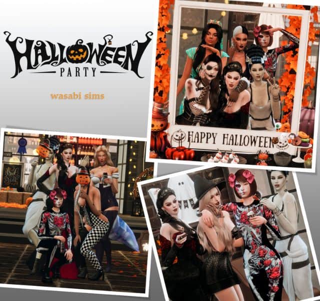 polaroid shots sims at halloween party