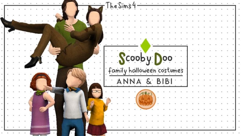 sim family posing as scooby doo gang