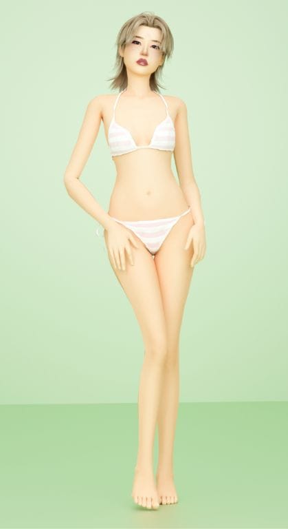 slim sim girl in light bikini