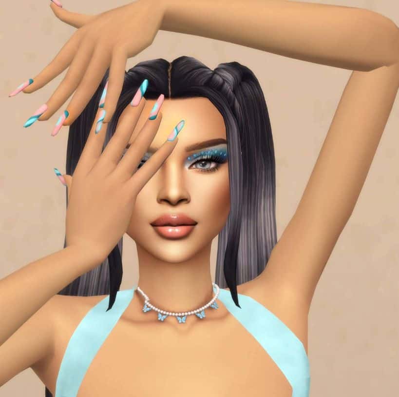 sim with nails with abstract patterns