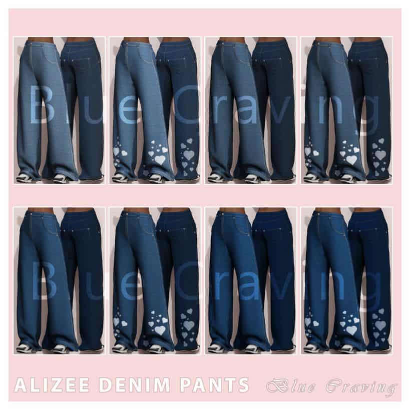 collage of different shades of blue jeans