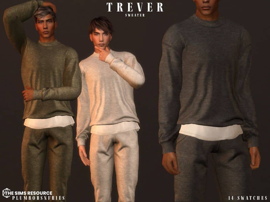 male sims wearing casual loose sweaters