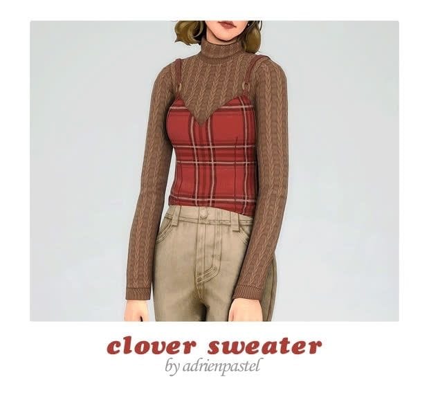 brown sweater with plaid bodice over top