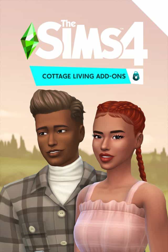 sim couple standing in a field