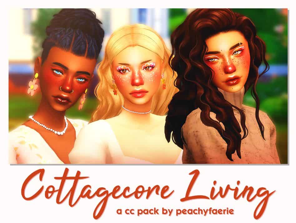 female sims with cottagecore makeup