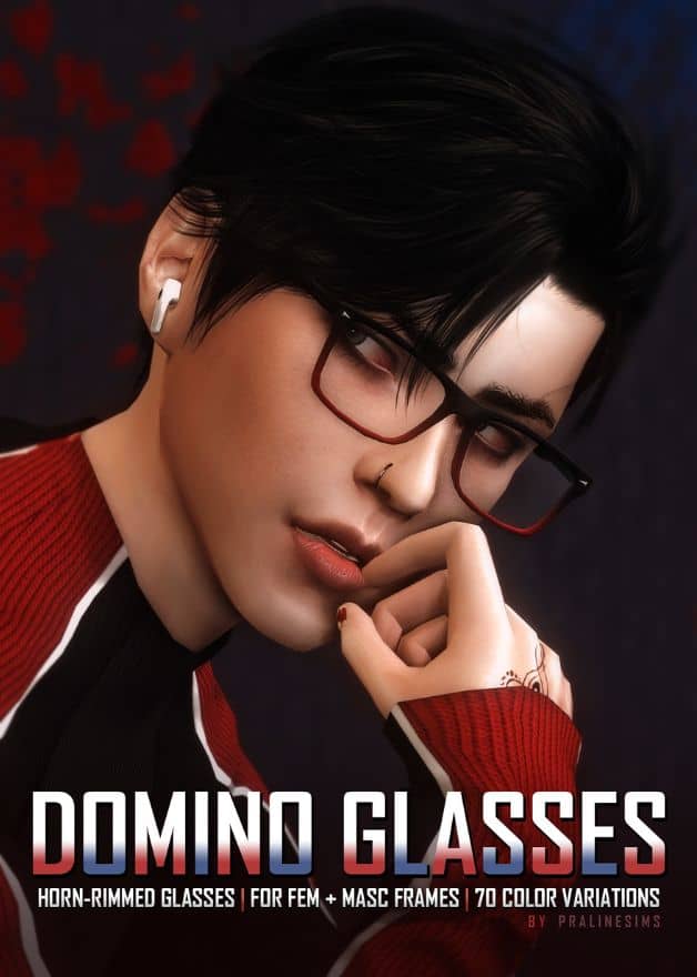 male sim with rectangular glasses