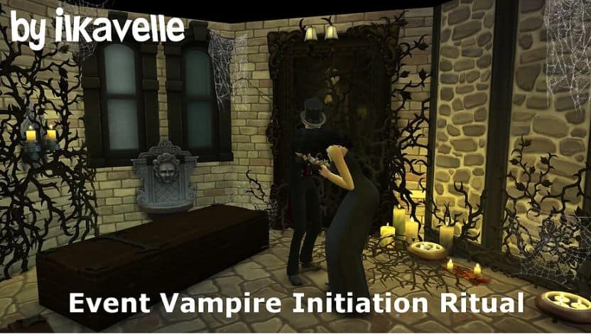 vampire sims in eerie decorations