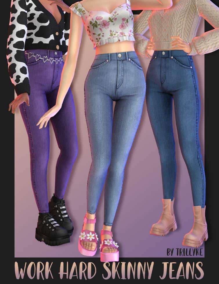 three pairs of skinny jeans