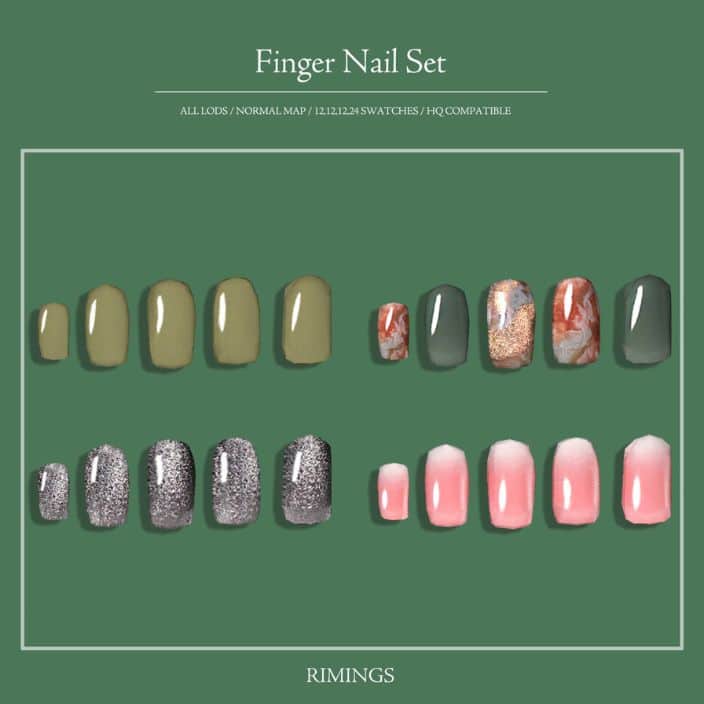 4 sets of different finger nail designs