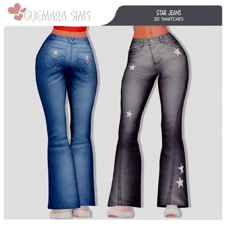 bell bottom flared jeans with star details