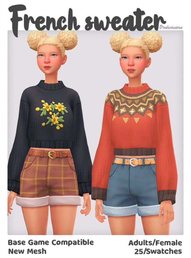female sims wearing high-neck sweaters