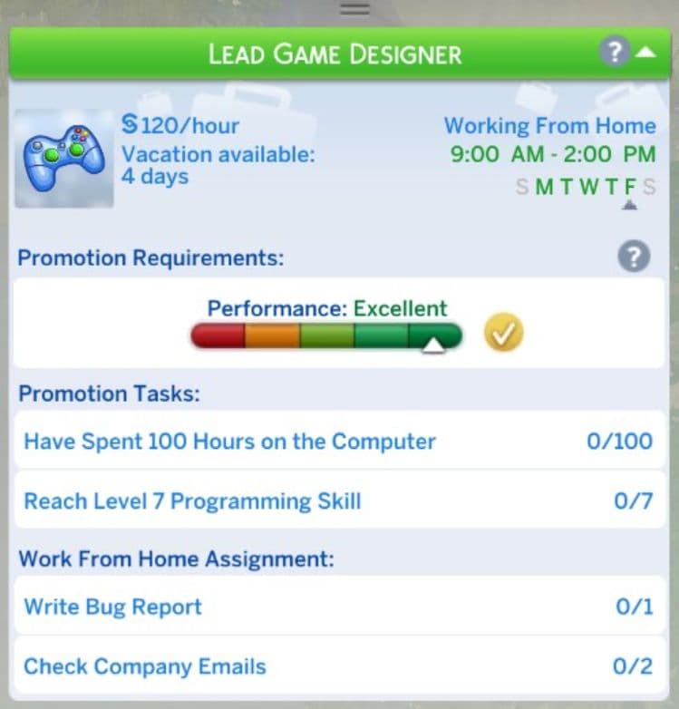 job info and tasks for game designer