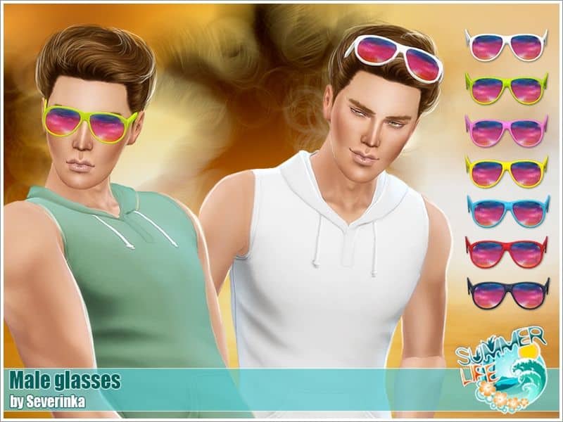 sim men with colorful sunglasses