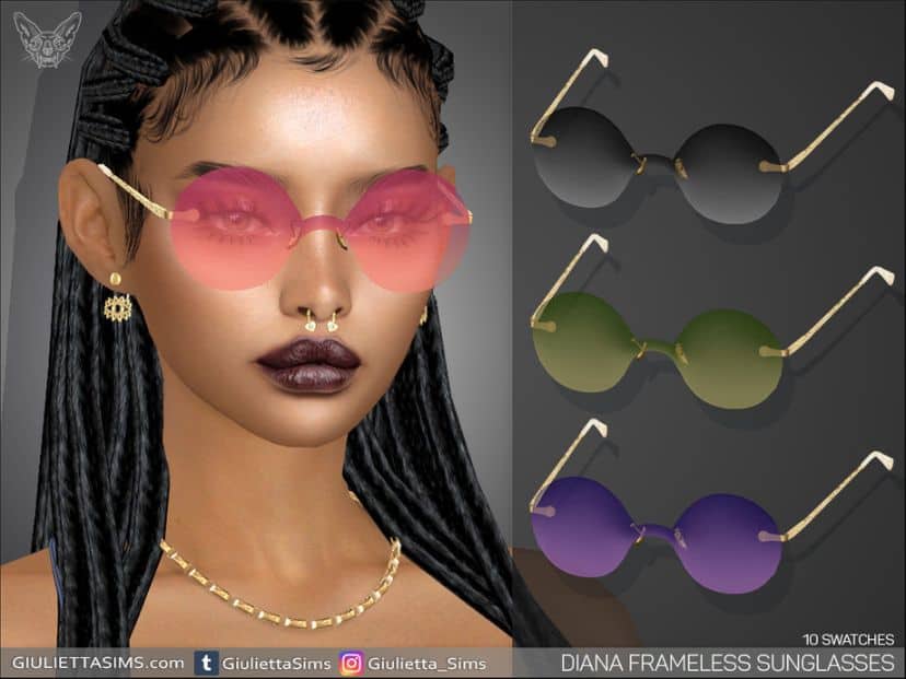 colored round sunglasses on female sim
