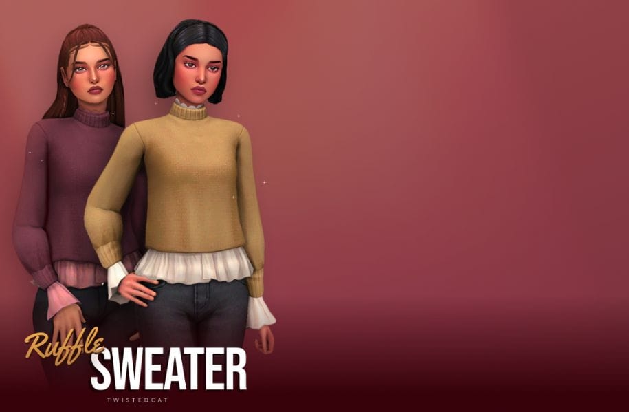 sims wearing ruffle sweaters