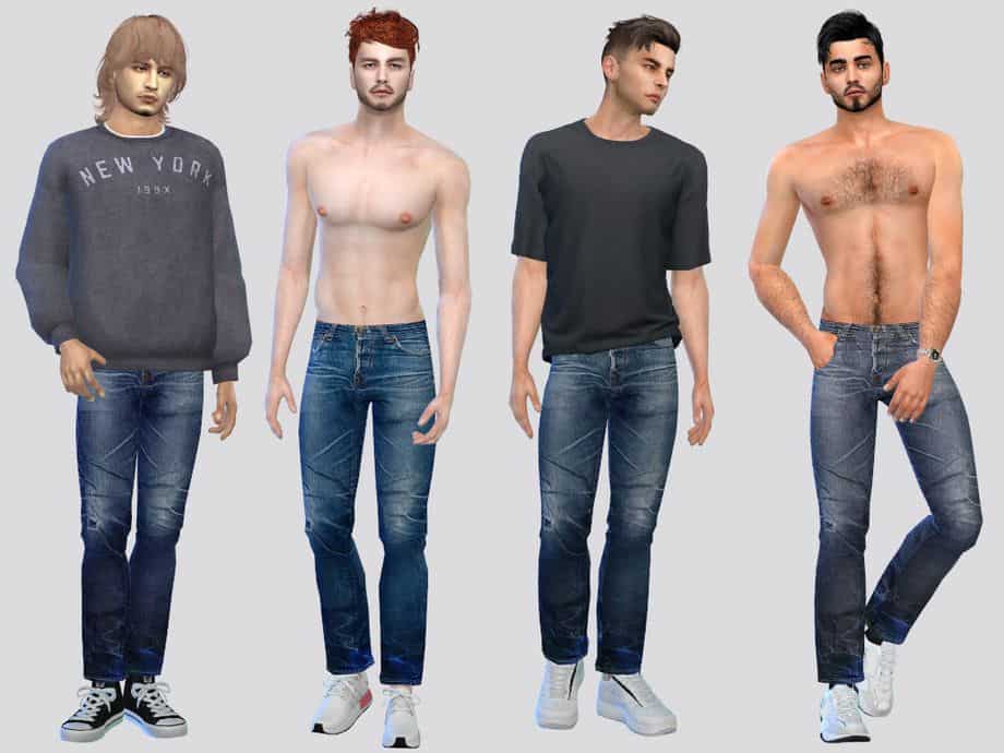 male sims dressed in casual everyday denim