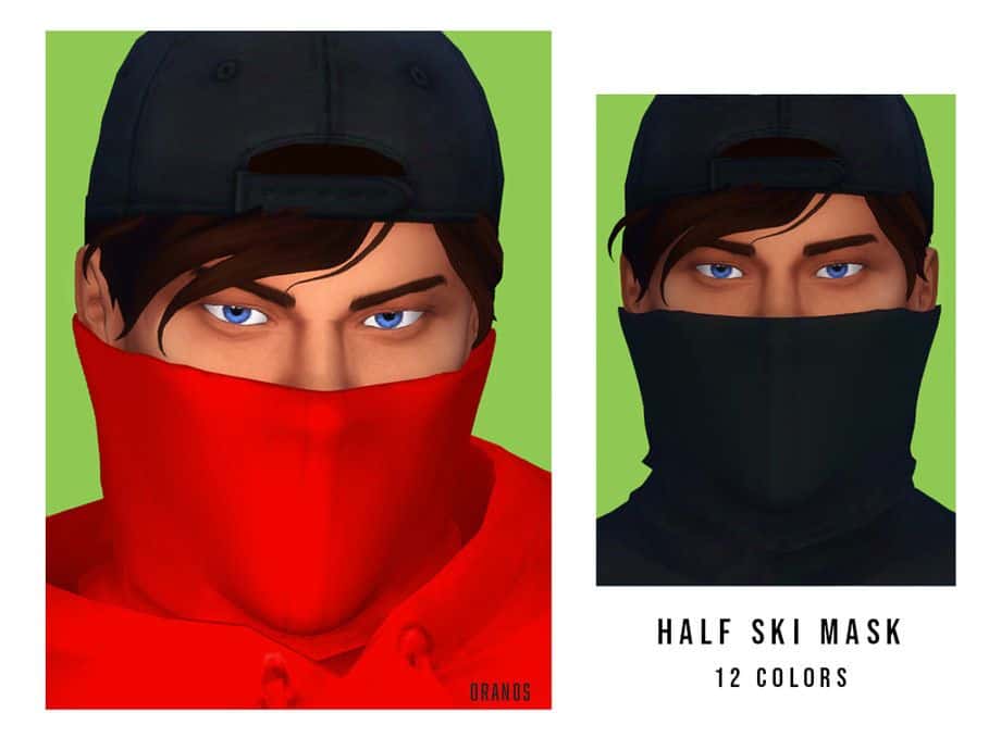 male sim wearing a half ski mask