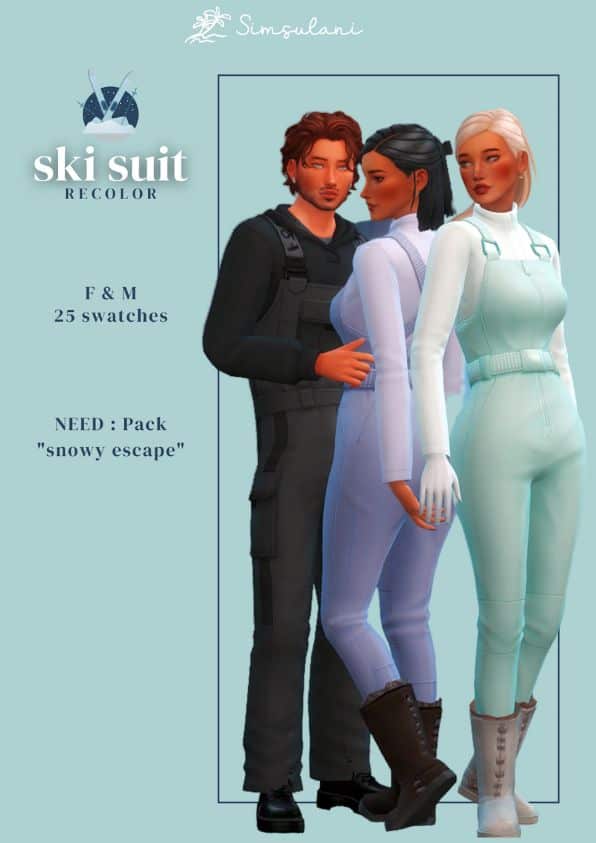 sims modeling their ski suits