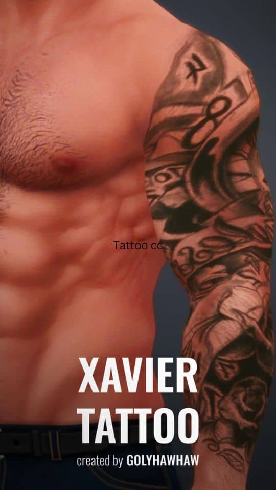 male sim arm with sleeve tattoo