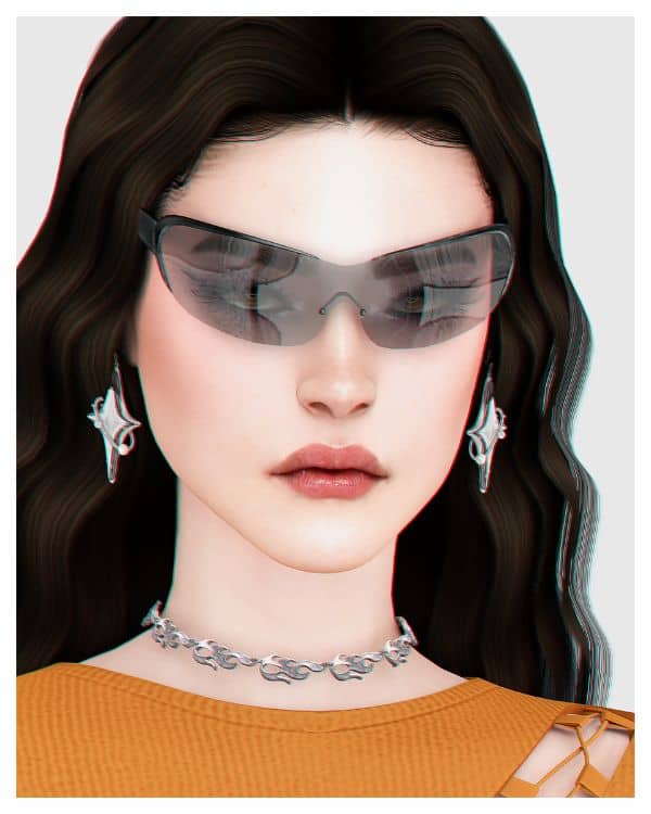 wraparound glasses on female sim