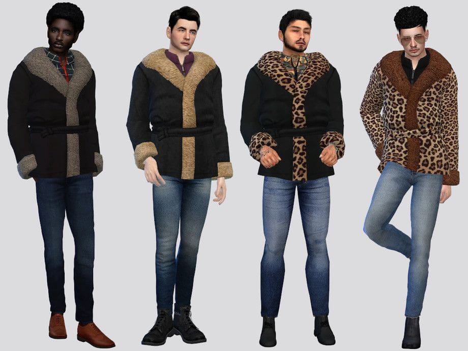 four male sims modeling winter jackets