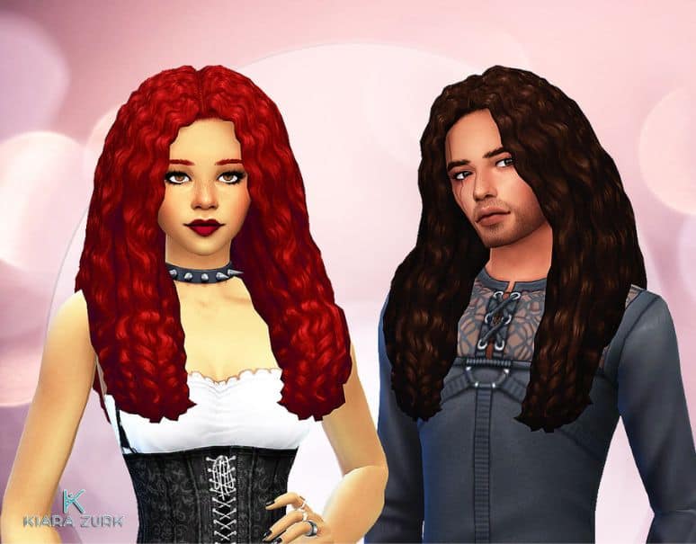 male and female sim with long curly hair