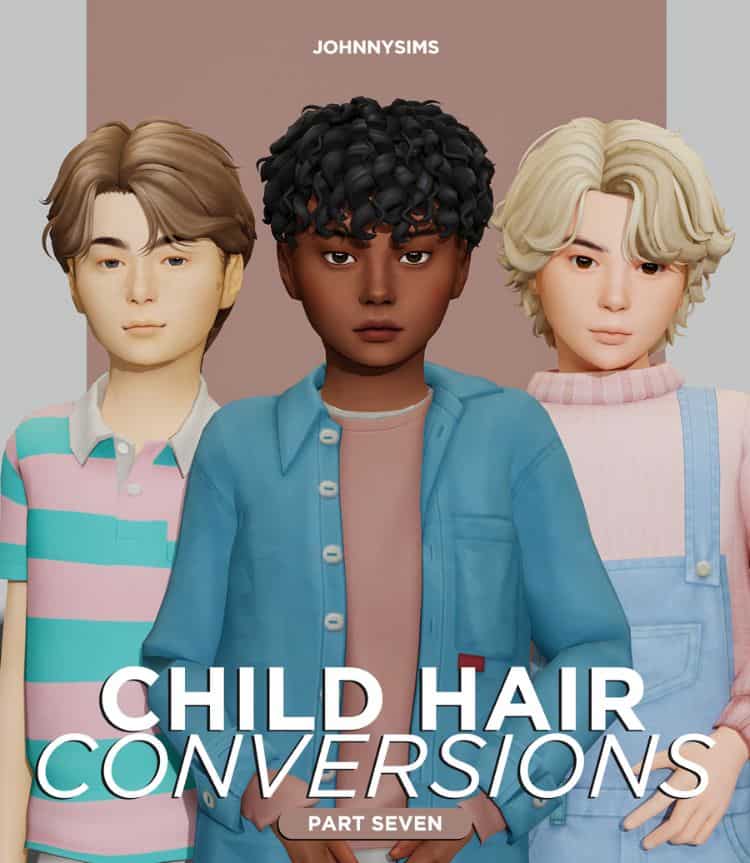 three sim boys with different hairstyles
